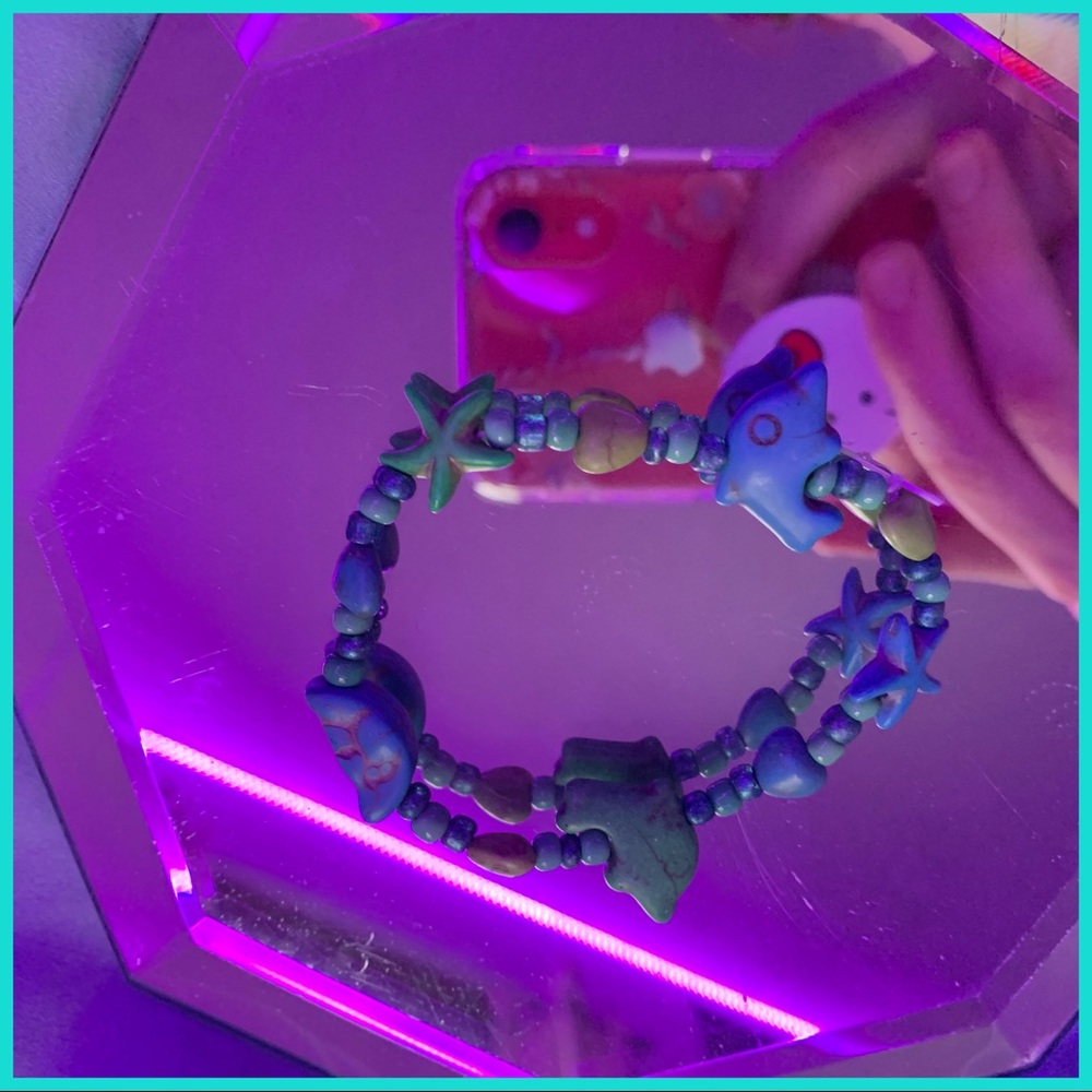 Handmade wooden dolphin bracelet